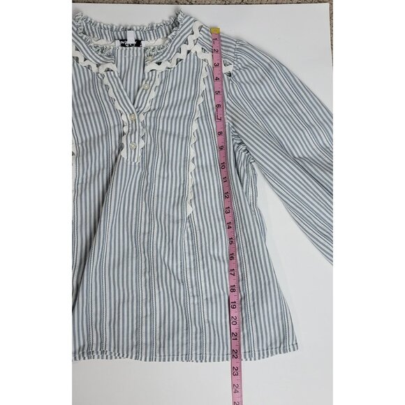 Sam Edelman Vida Stripe Ruffle Scallop Womens Top Medium - Picture 7 of 12
